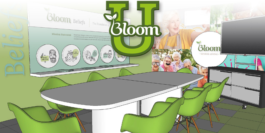 Bloom U room with logo
