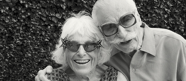 Senior couple wearing sunglasses